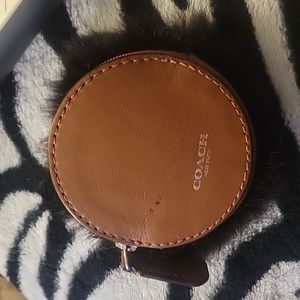 Small coach change purse with fur around edge